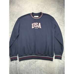 Hollister Sweatshirt Mens sz L USA Embroidered Navy Blue Preppy collegiate